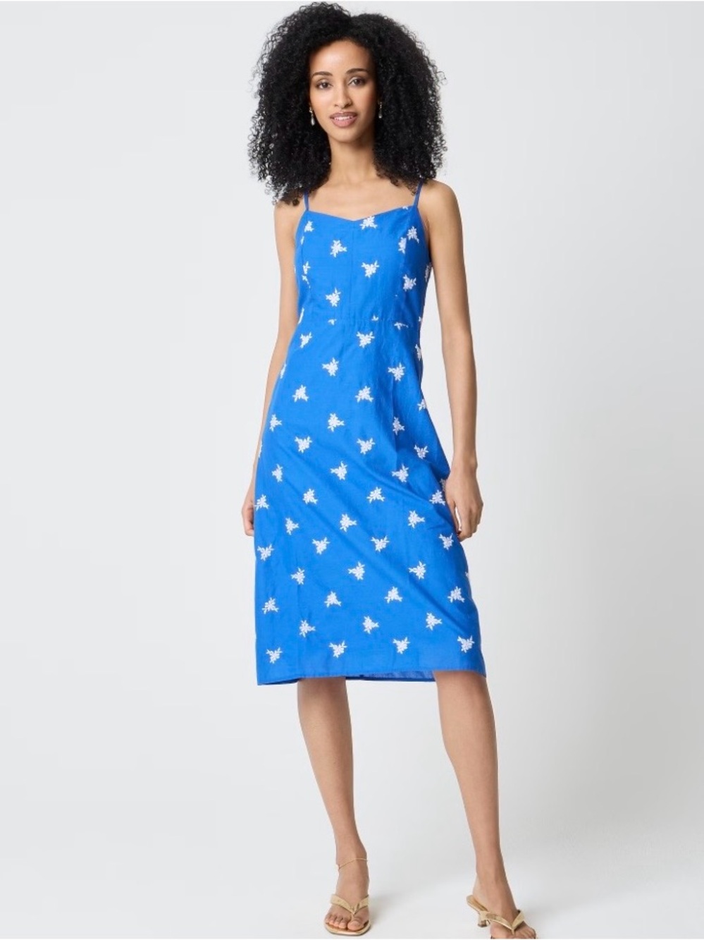 J. Crew Factory Embroidered Slip Midi Dress